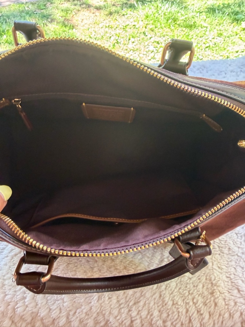 Coach Brown Suede Large Rowan - Picture 5 of 9